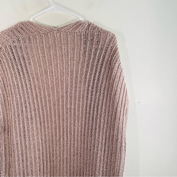 Free People Mauve Taupe Knit Open Front Sweater Shrug Vest Small Cotton Linen - Picture 10 of 11